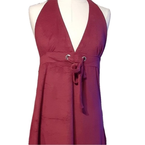 Resort Wear 3 PC Set Burgundy Halter Terry Dress Organic Burgundy Gray Wrap NEW - Picture 8 of 16